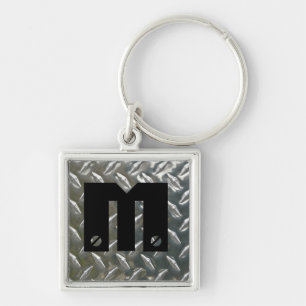 Porte-clés Vissé sur l'initiale - Checkerplate en aluminium