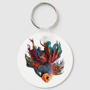 Porte-clés Vivant Poisson Betta Arc-en-ciel Porte-