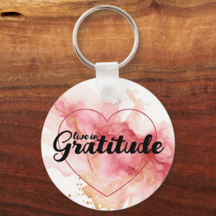 Porte-clés Vivez Dans L'Encre Rose Gratitude