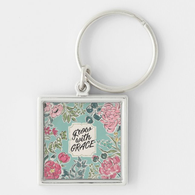 Porte-clés Vivez en fleur | se développent avec la grâce (Devant)