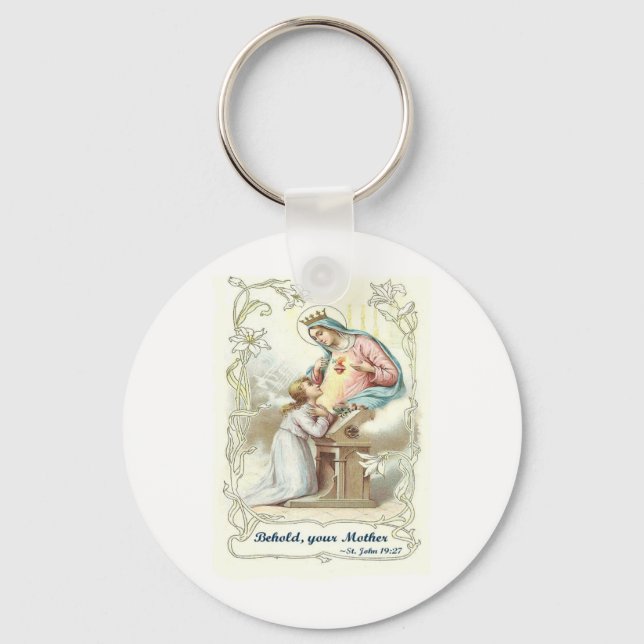Porte-clés 'Voici ta mère' Bienheureuse Vierge Marie objets (Recto)