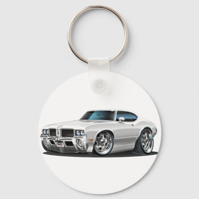 Porte-clés Voiture blanche Olds Cutlass (Recto)