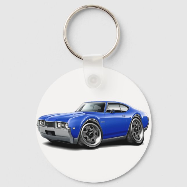 Porte-clés Voiture bleue 1968 Olds 442 (Recto)