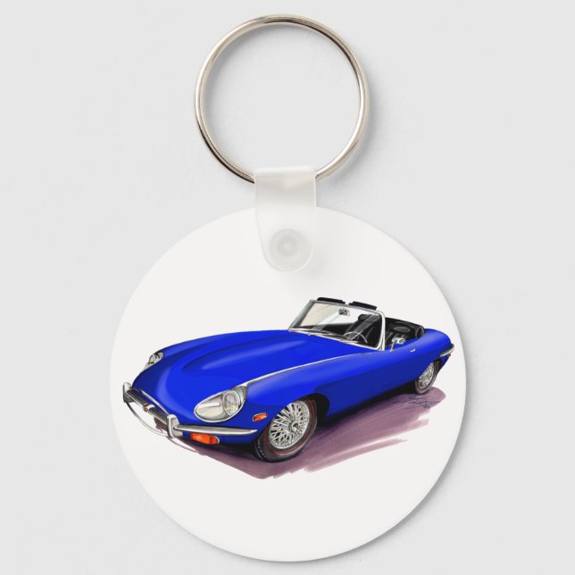 Porte-clés Voiture bleue Jaguar XKE (Recto)