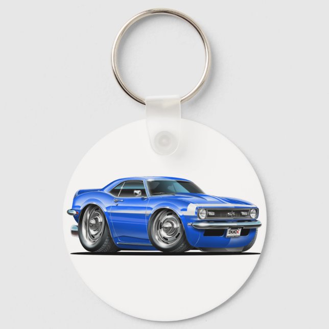 Porte-clés Voiture Camaro Bleu Blanc 1968 (Recto)