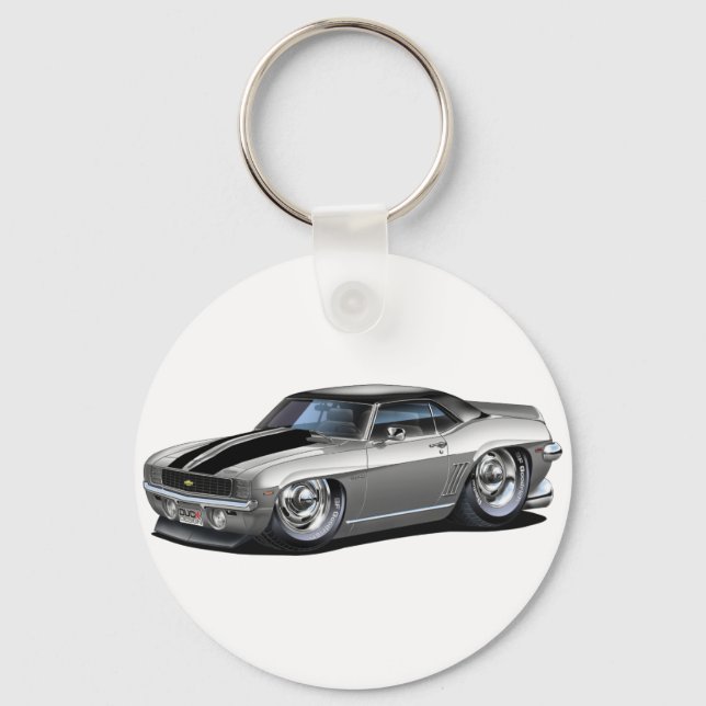 Porte-clés Voiture Camaro gris-noir 1969 (Recto)