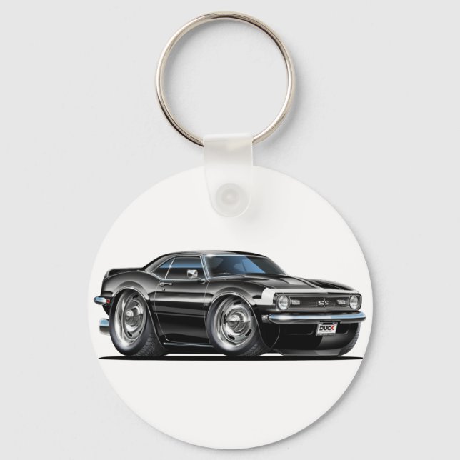 Porte-clés Voiture Camaro noir-blanc 1968 (Recto)
