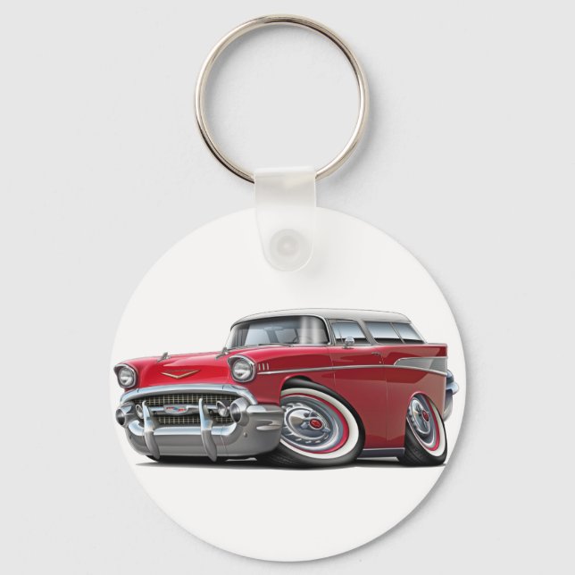 Porte-clés Voiture Chevy Nomad rouge-blanc 1957 (Recto)