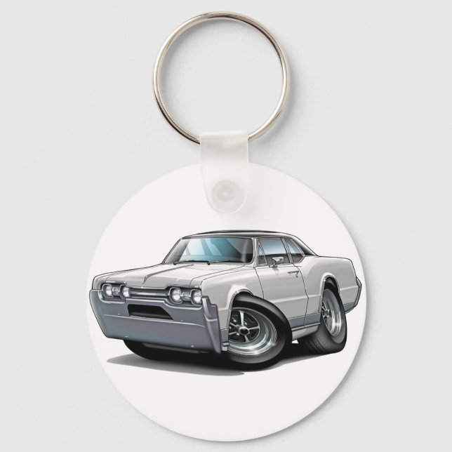 Porte-clés Voiture Cutlass Blanc-Noir 1967 (Recto)