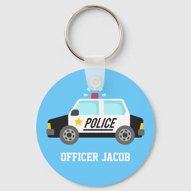 Porte-clés Voiture de police classique avec Siren Name (Recto)