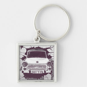 Porte-clés Voiture de Trabant, noir et blanc, mur de Berlin