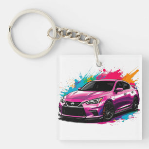 Porte-clés Voiture électrique avec éclaboussures de couleurs