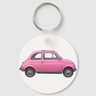 Porte-clés Voiture italienne vintage de Fiat 500 roses