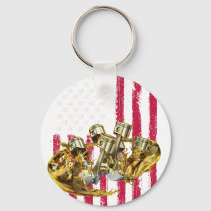 Porte-clés Voiture Musclée à Piston Drapeau Américain 4