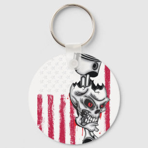Porte-clés Voiture musculaire à piston drapeau américain vint