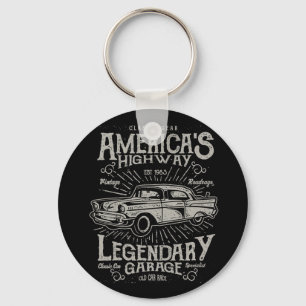 Porte-clés Voiture musculaire classique américaine   Route de