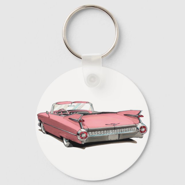 Porte-clés Voiture rose Cadillac 1959 (Recto)