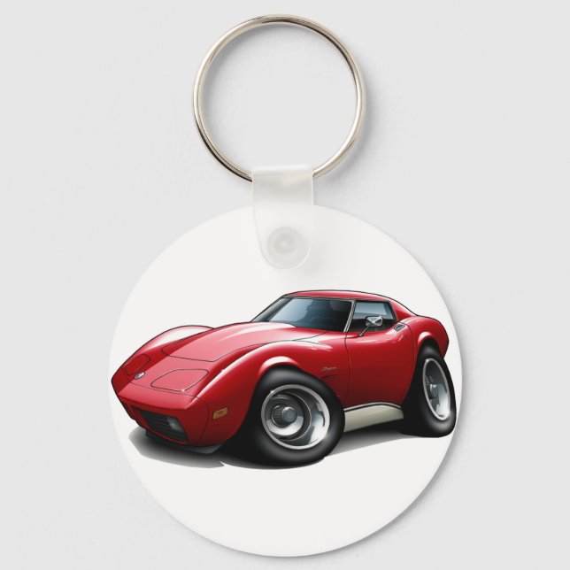 Porte-clés Voiture rouge Corvette 1973-76 (Recto)