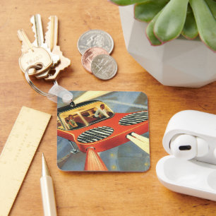 Porte-clés Voiture volante futuriste de science-fiction vinta