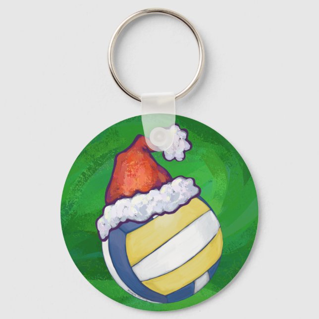Porte-clés Volley-ball avec Casquette de Noël (Recto)
