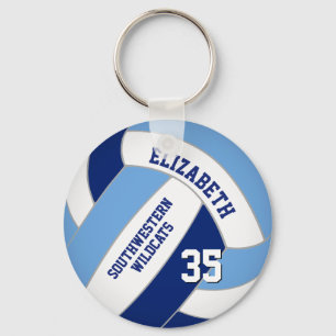 Porte-clés volley-ball bleu blanc personnalisé