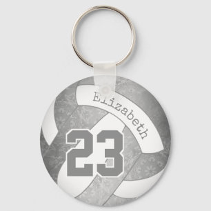 Porte-clés volley-ball gris personnalisé