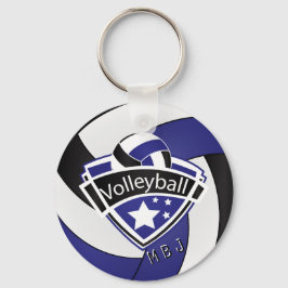 Porte-clés Volley-ball - Monogramme - Bleu foncé, Blanc et No