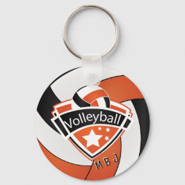 Porte-clés Volley-ball - Monogramme - Orange, Blanc & Noir