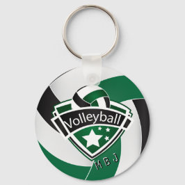 Porte-clés Volley-ball - Monogramme - Vert, Blanc et Noir