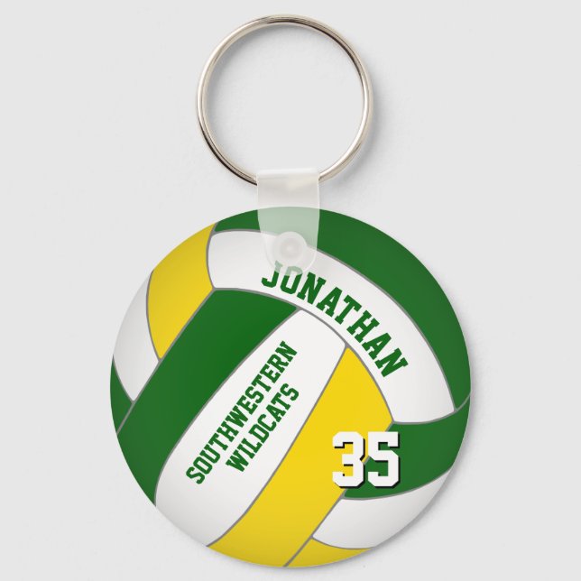 Porte-clés volley-ball personnalisé jaune vert (Recto)