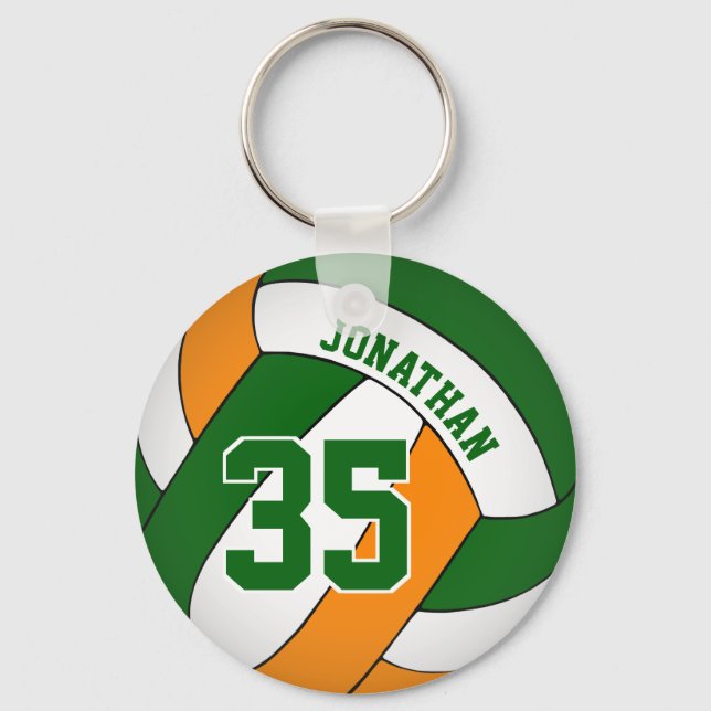 Porte-clés volley-ball personnalisé orange vert (Recto)