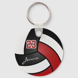 Porte-clés Volley-ball rouge, blanc et noir - Personnaliser