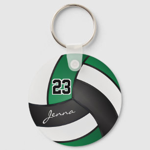 Porte-clés Volley-ball vert, blanc et noir - Personnaliser