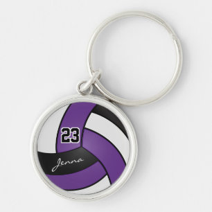 Porte-clés Volley-ball violet, blanc et noir - Personnaliser