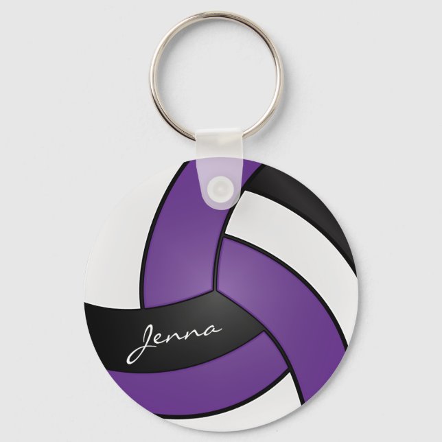 Porte-clés Volley violet, blanc et noir (Recto)