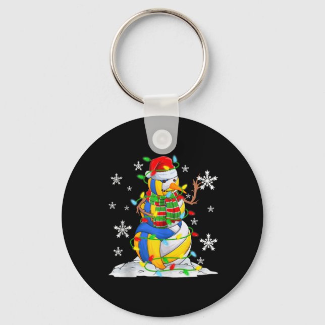 Porte-clés Volleyball Snowman Christmas Tree Lights Xma T Shi (Recto)