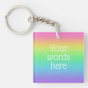 Porte-clés Vos mots arc-en-ciel personnalisé