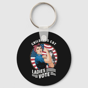 Porte-clés Vote de dame de chat sans enfant Vintage Rosie la