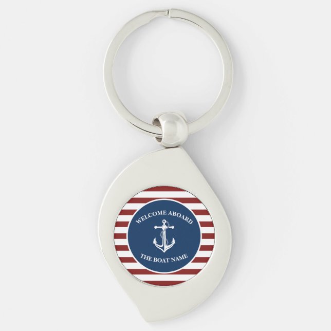 Porte-clés Votre Ancre de nom de bateau (Devant)