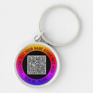 Porte-clés Votre code QR et votre texte personnalisé Porte -