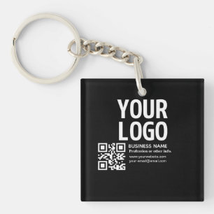 Porte-clés Votre logo avec code QR et texte modifiables 