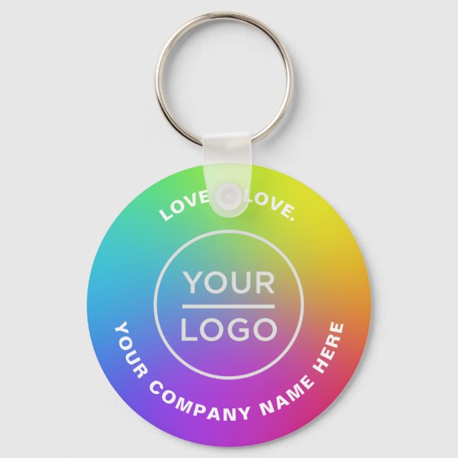 Porte-clés Votre logo commercial Ombré Rainbow lgbt (Recto)