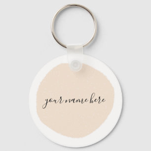 Porte-clés Votre logo d'entreprise rose brosse classique rond