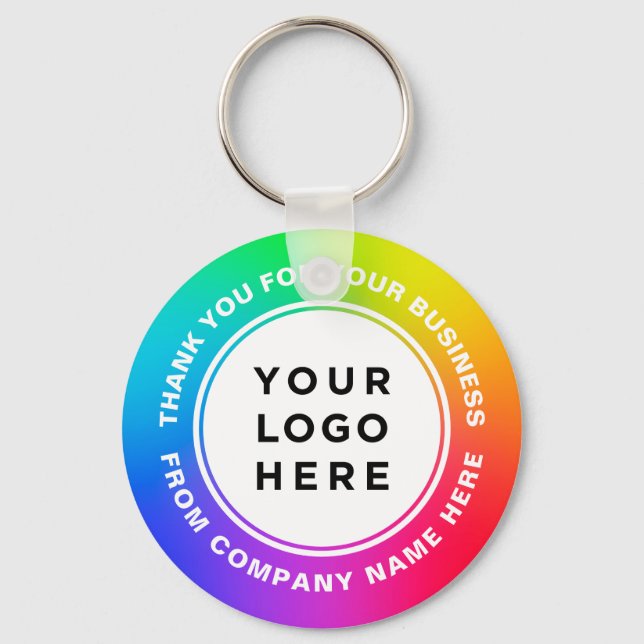 Porte-clés Votre logo d'entreprise sur Rainbow Merci (Recto)