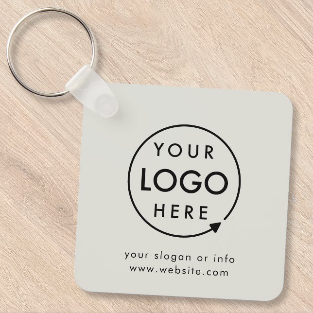 Porte-clés Votre logo | Grey Silver Business Entreprise Moder (Minimal company branded keychains for small business office keys, gifting & promotional swag.)