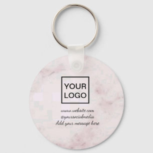Porte-clés Votre logo ici blanc simple MINCE MARBRE ROSE