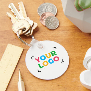 Porte-clés Votre logo ici Entreprise personnalisée Blanc