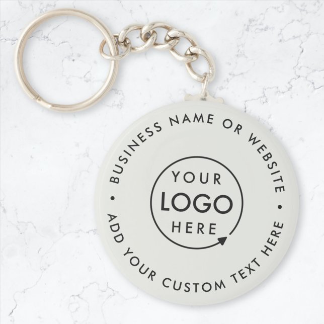 Porte-clés Votre logo | Moderne Gris Business Website Budget (Minimal company branded keychains for small business office keys, gifting & promotional swag.)