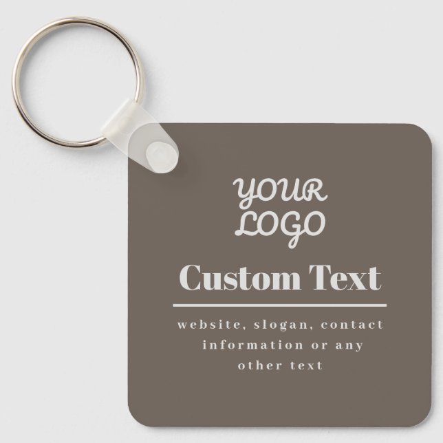 Porte-clés Votre Logo Moderne Rétro Beige & Gris Clair (Recto)