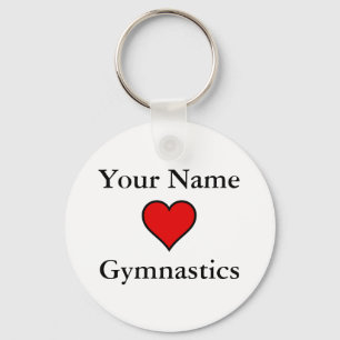Porte-clés (Votre Nom) Coeurs Gymnastique